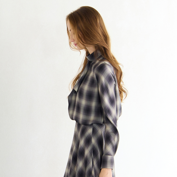 セットアップ対応】オンブレーチェックブラウス | レディース