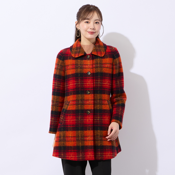 イタリア製素材スライバーチェックコート | レディースファッション
