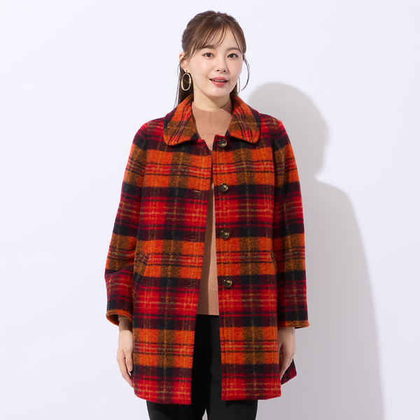 イタリア製素材スライバーチェックコート | レディースファッション