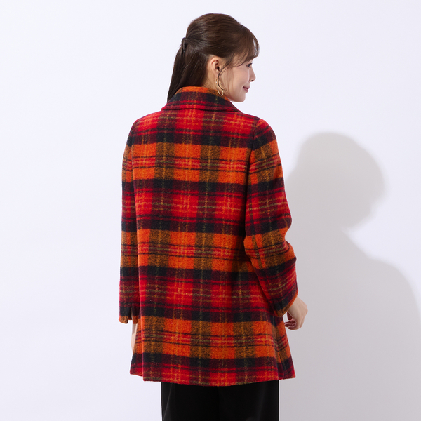 イタリア製素材スライバーチェックコート | レディースファッション