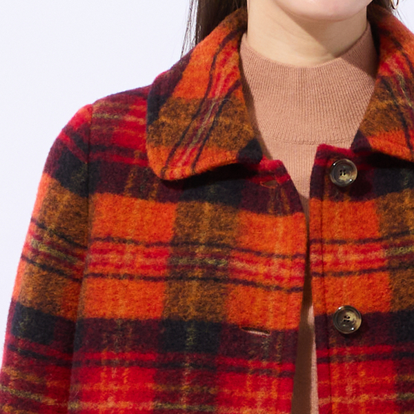 イタリア製素材スライバーチェックコート | レディースファッション