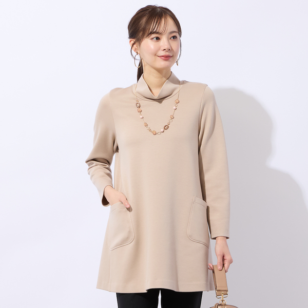 洗える/保湿性】オフタートルポケット付きチュニック | レディース
