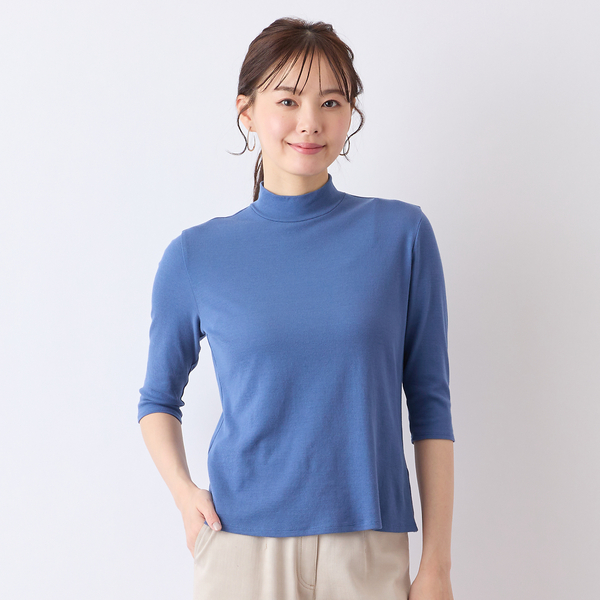 S・Mサイズ】ハイネック 七分袖Tシャツ | レディースファッション