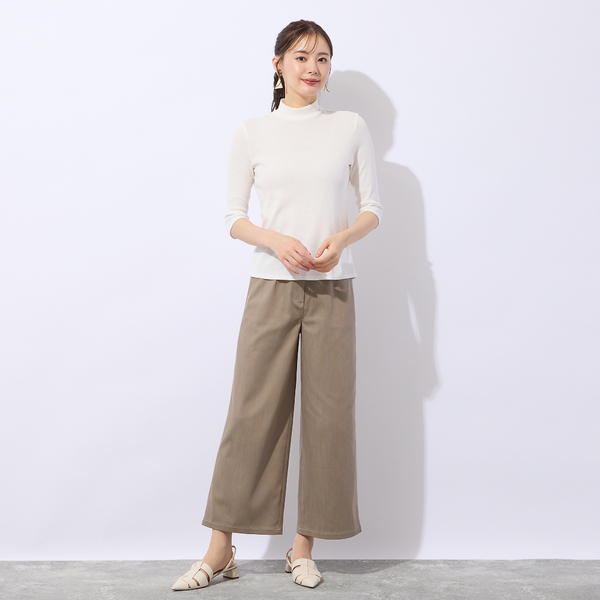 洗える・接触冷感】綿100％ハイネック 七分袖Tシャツ | レディース