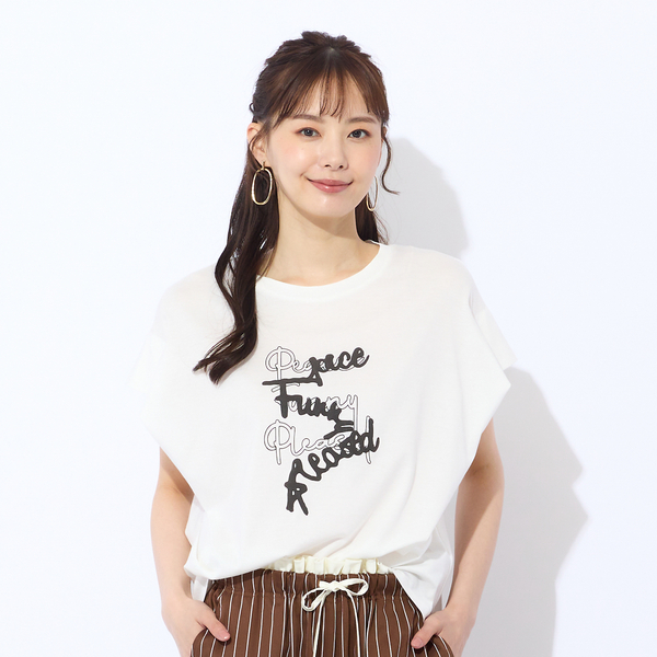 【S・Mサイズ】綿天竺×フライス　フレンチスリーブTシャツ S・Mサイズ】綿天竺×フライス フレンチスリーブTシャツ