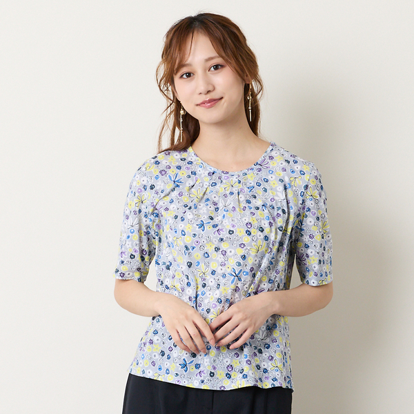 洗える】綿100％フラワープリントTシャツ | レディースファッション