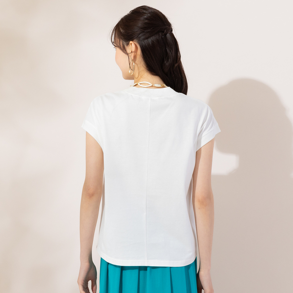 【S・Mサイズ】綿天竺×リブ使い　Tシャツ S・Mサイズ】綿天竺×リブ使い Tシャツ | レディースファッション