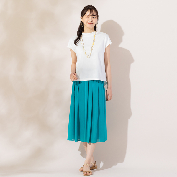 【S・Mサイズ】綿天竺×リブ使い　Tシャツ S・Mサイズ】綿天竺×リブ使い Tシャツ | レディースファッション