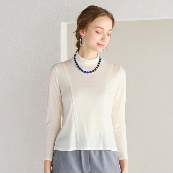 洗える】バンデーラ天竺ハイネックTシャツ | レディースファッション