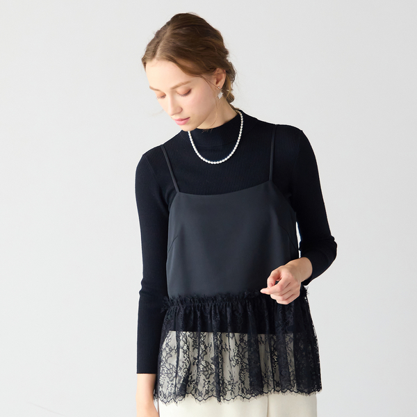 洗える】裾レースレイヤードキャミソール | レディースファッション