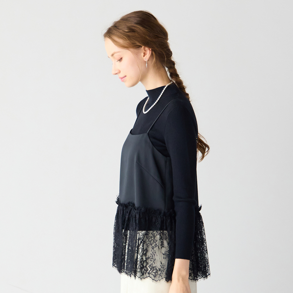 洗える】裾レースレイヤードキャミソール | レディースファッション