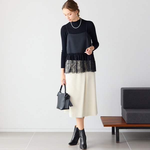 洗える】裾レースレイヤードキャミソール | レディースファッション