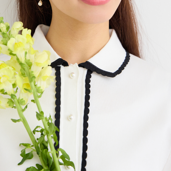 洗える】スカラップニットカーディガン | レディースファッション