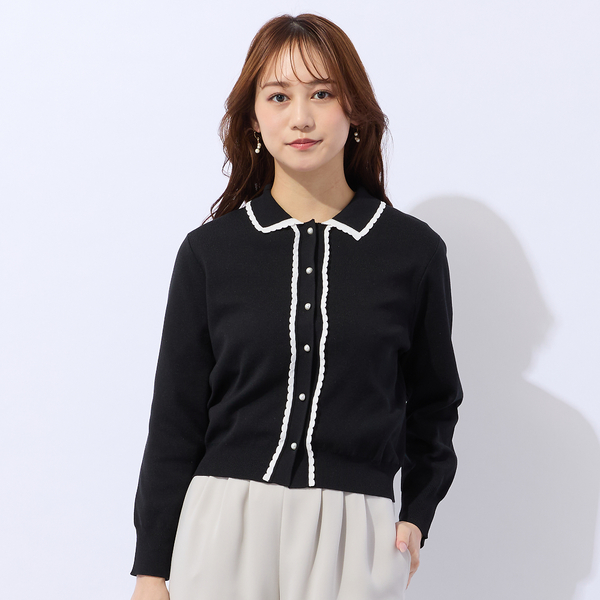 洗える】スカラップニットカーディガン | レディースファッション