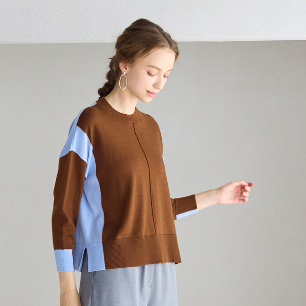 リリアンビューティ エクラ（Liliane Burty ECLAT）/【洗える】バイカラープルオーバーニット 洗える】バイカラープルオーバーニット | レディースファッション