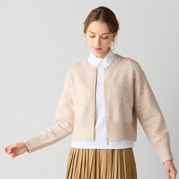 洗える】ネップツイードジップアップニット | レディース