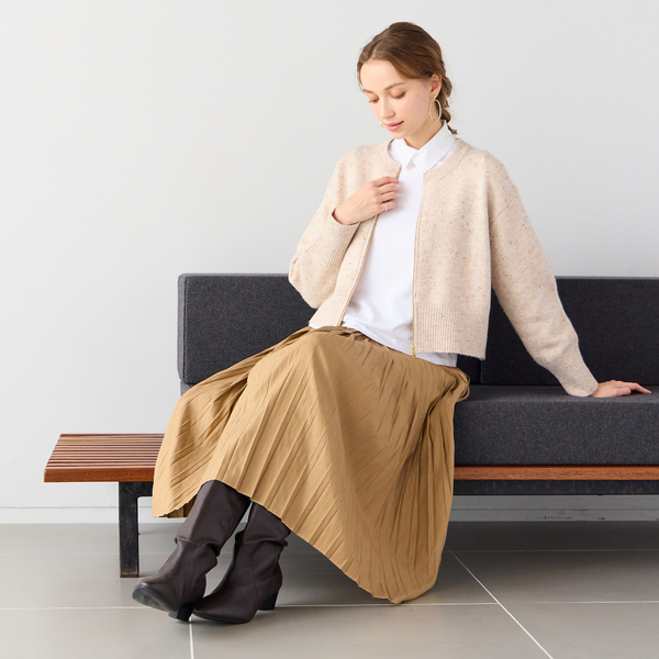 洗える】ネップツイードジップアップニット | レディースファッション