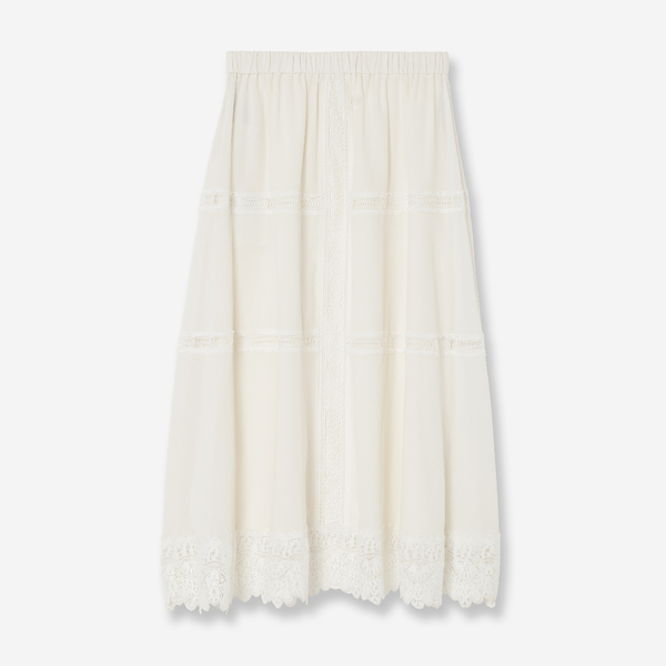 GIUNON スカート hem lace cotton skirt / ヘムレースコットン