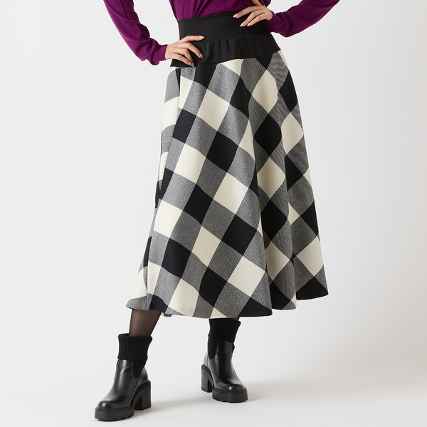 美品　シルク100%　36　ANAYI　チェックオーガンジーフレアスカート 美品 シルク100% 36 ANAYI チェックオーガンジーフレアスカート 美品