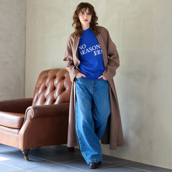 カシミヤブレンド】リバーロングコート | レディースファッション