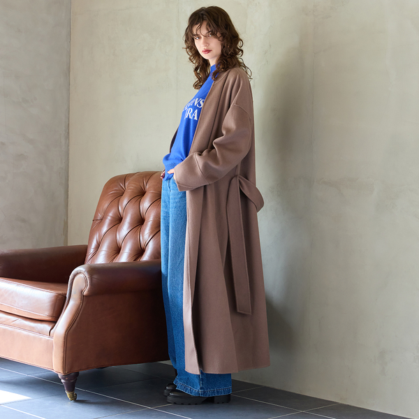 カシミヤブレンド】リバーロングコート | レディースファッション