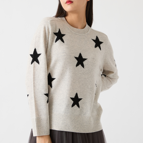 カシミヤ100％】スターインターシャニット | レディースファッション