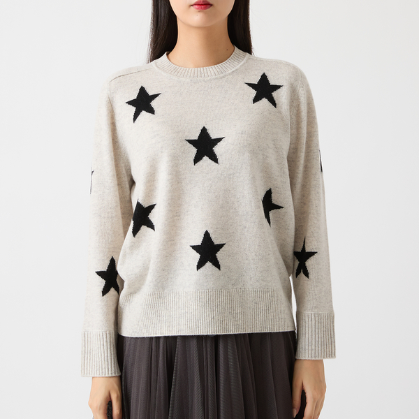 カシミヤ100％】スターインターシャニット | レディースファッション