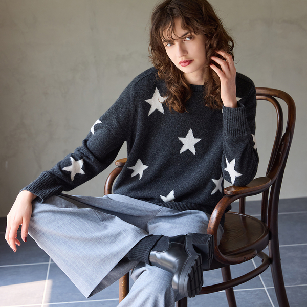 オマケ追加☆新品☆キャロウェイ☆レディース☆カシミヤ100%セーター カシミヤ100％】スターインターシャニット | レディース