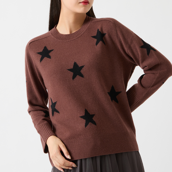 カシミヤ100％】スターインターシャニット | レディースファッション