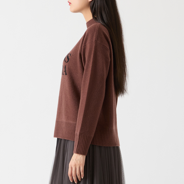 カシミヤ100％】メッセージロゴインターシャニット | レディース