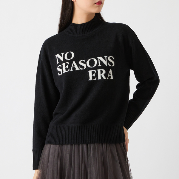 カシミヤ100％】メッセージロゴインターシャニット | レディース