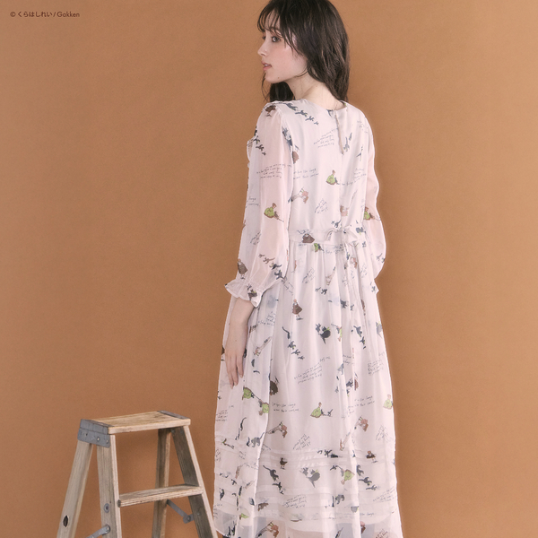 くらはしれいコラボ】クロネコPTピンタックフリルワンピース
