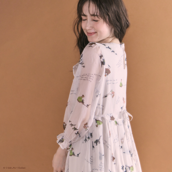 くらはしれいコラボ】クロネコPTピンタックフリルワンピース