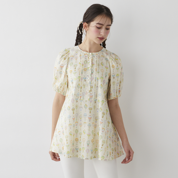 【22fabric】ジャーニー/ ボリューム袖ブラウス／ジョリープッペ　気球柄 22fabric】ジャーニー/ ボリューム袖ブラウス | レディース