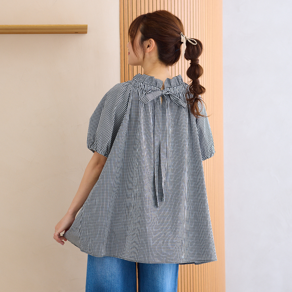 22fabric】ギンガムチェックブラウス | レディースファッション 