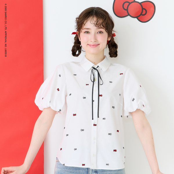 HELLO KITTY】ハローキティ リボン刺繍ブラウス | レディース