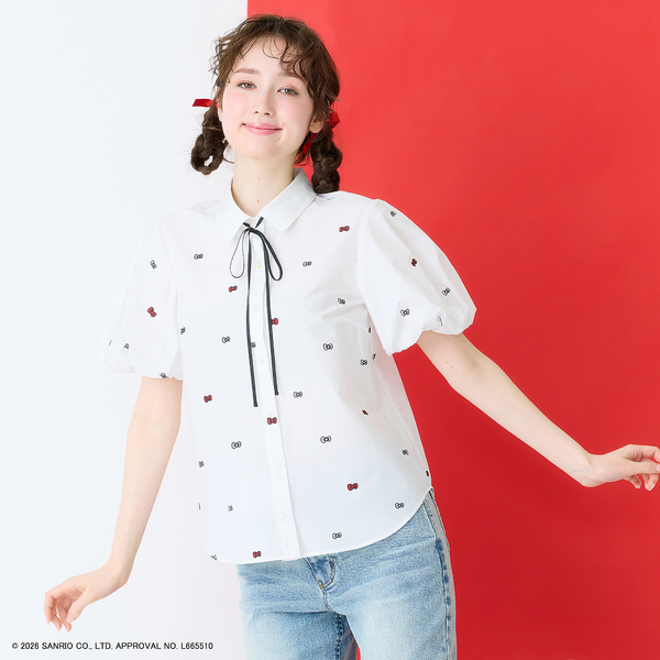 HELLO KITTY】ハローキティ リボン刺繍ブラウス | レディース