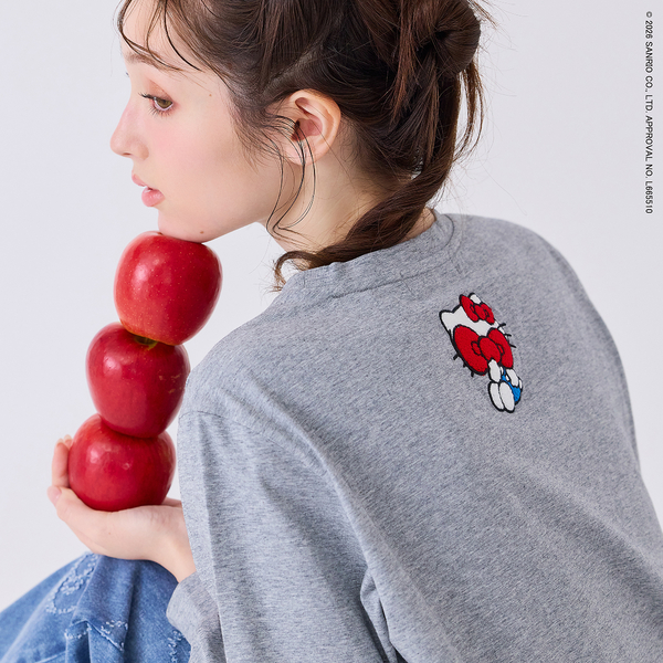 HELLO KITTY】 ハローキティ サガラ刺繍ロングスリーブカットソー
