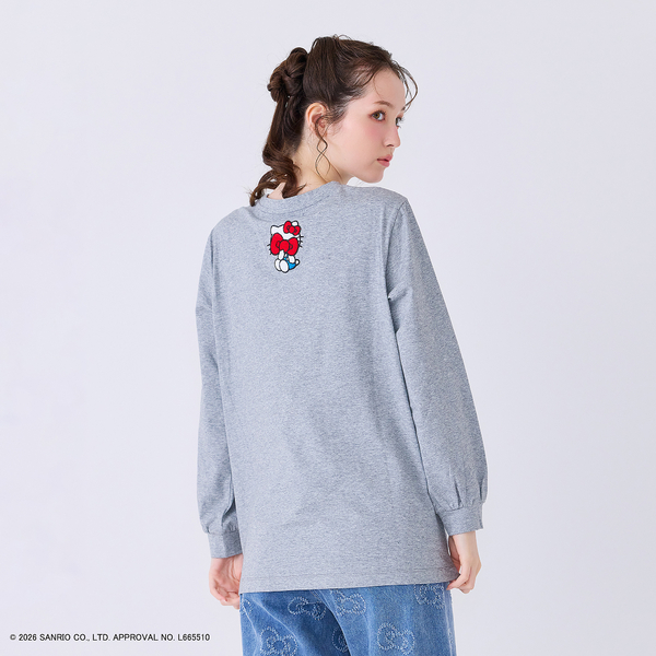 HELLO KITTY】 ハローキティ サガラ刺繍ロングスリーブカットソー