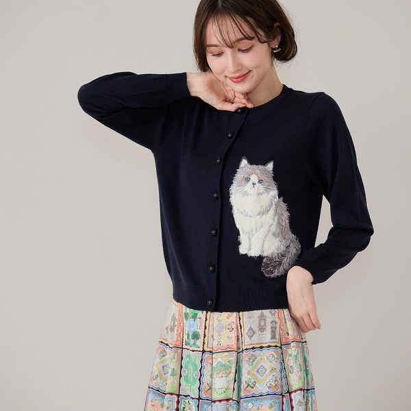 ねこ刺繍ニットカーディガン | レディースファッション【JUNIOR Online
