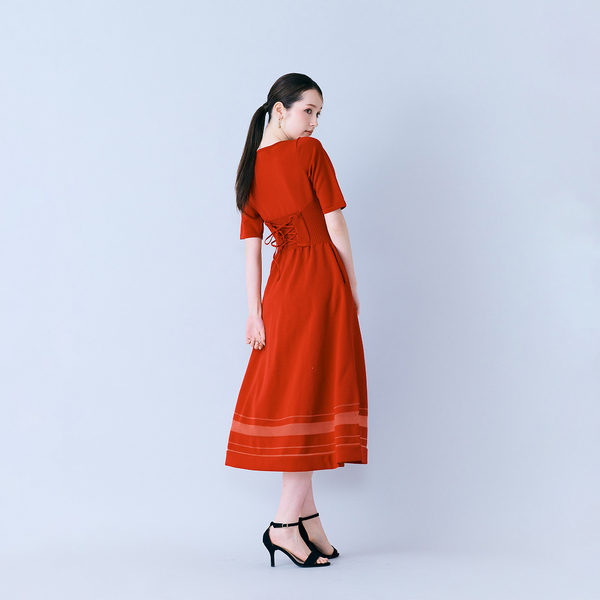 【Audie a Muses】25商品美品フロントノット＆異素材プルオーバー38 モデル美香×Audie a Muses】ラップ風デザインワンピース