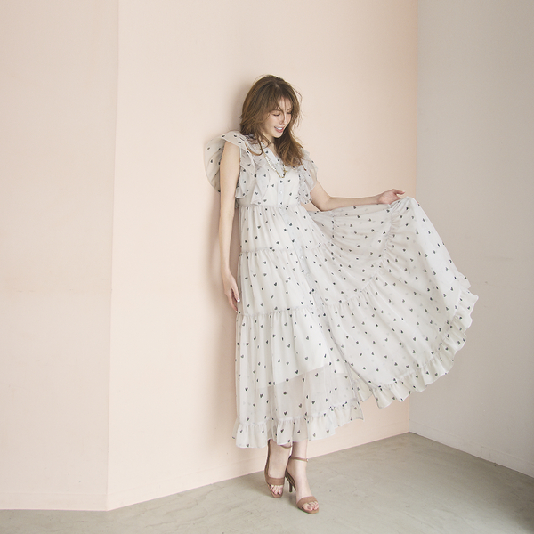 モデル美香×Audie a Muses】ハートプリントティアードワンピース