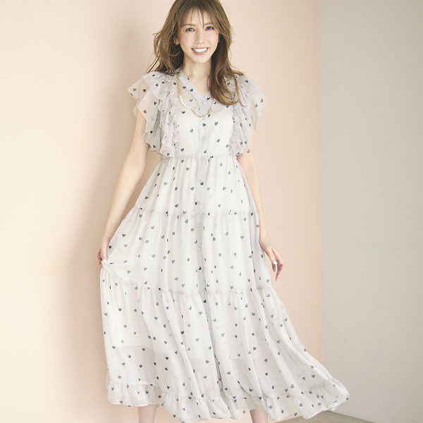 モデル美香×Audie a Muses】ハートプリントティアードワンピース