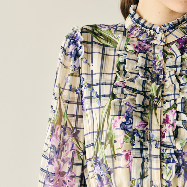 フラワーチェックプリントワンピース | レディースファッション