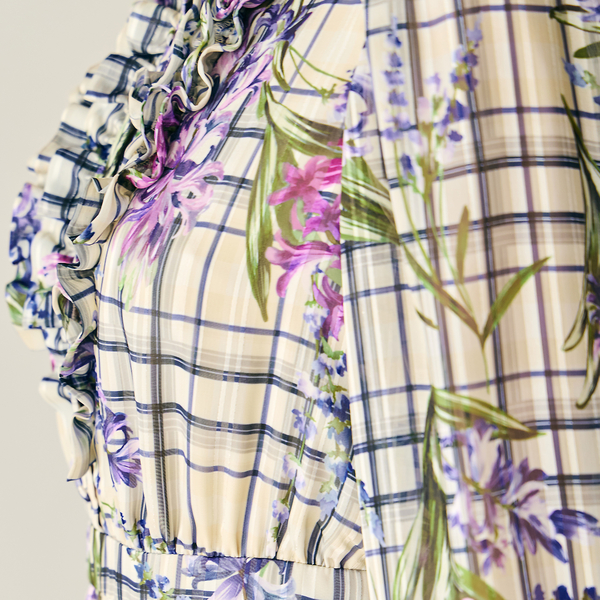 フラワーチェックプリントワンピース | レディースファッション