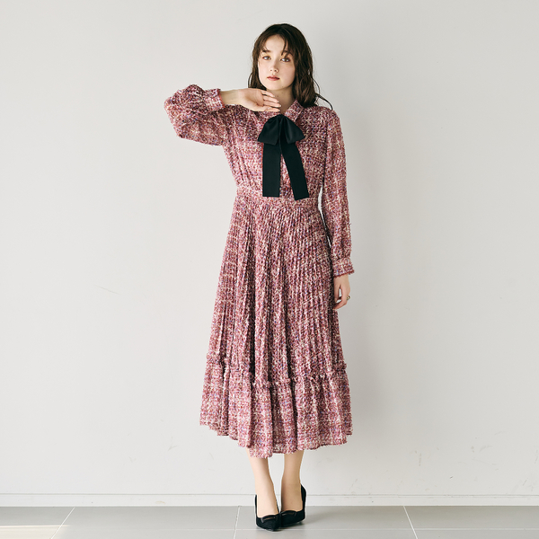 人気追加】ツィードプリントワンピース | レディースファッション