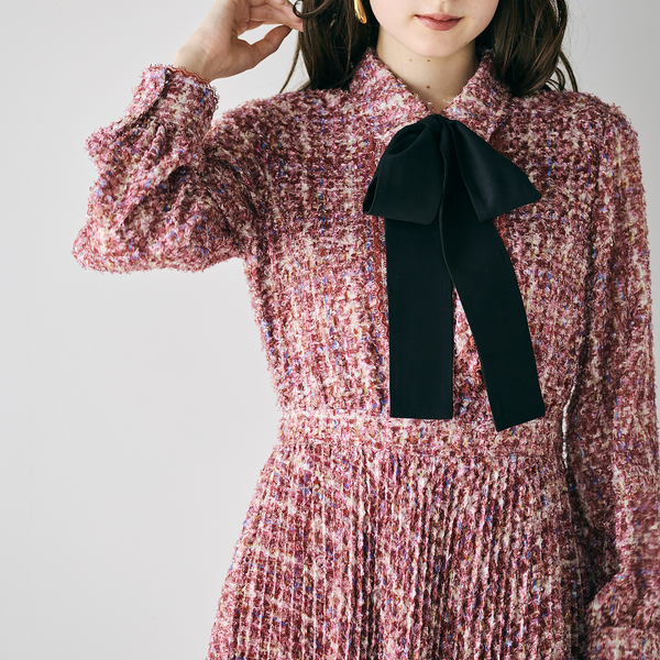 人気追加】ツィードプリントワンピース | レディースファッション