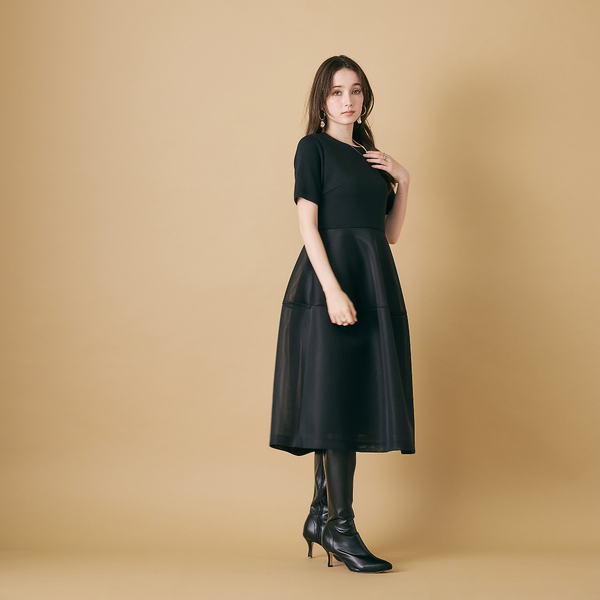 M-StyleLuxeコラボ】【人気のため追加】メッシュスカートワンピース