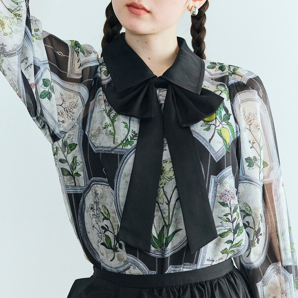 お値下げ中♡オーディアミューズフラワー×ボーダープリントブラウス 42 お値下げ中♡オーディアミューズフラワー×ボーダープリントブラウス 42