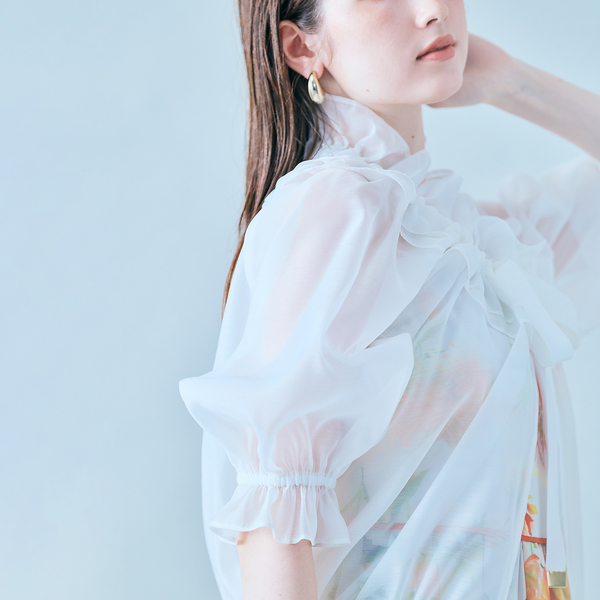 ローズティアラ　シアーブルゾン　パール　リボン　大きいサイズ Rose Tiara｜ビッグリボンシアーブルゾン | Rakuten Fashion